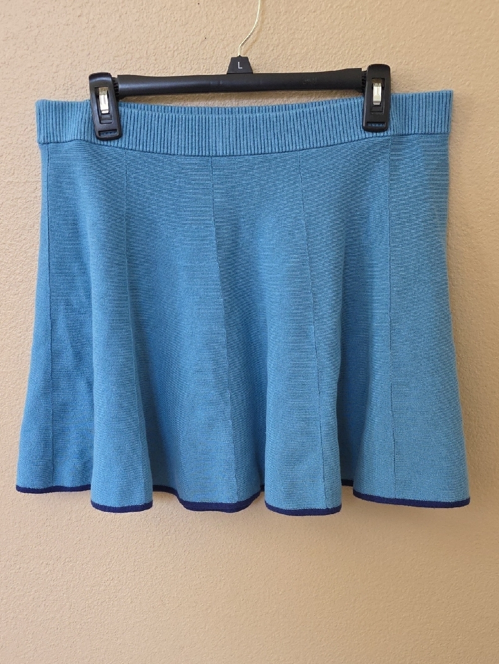 Free People Womens Blue Knit Pleated Mini Skirt - Size XL